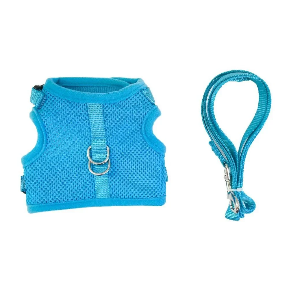 Cat Harness Vest w/ Leash Double Strap Blue Medium Large Extra Large Sizes Avail